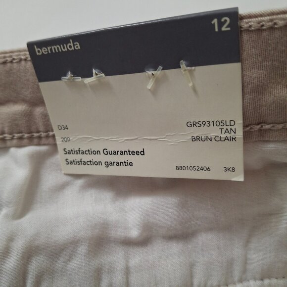 Womens Cotton Bermuda Shorts Size 12 Cotton Spandex w Stretch Beige Tan George - Picture 3 of 10